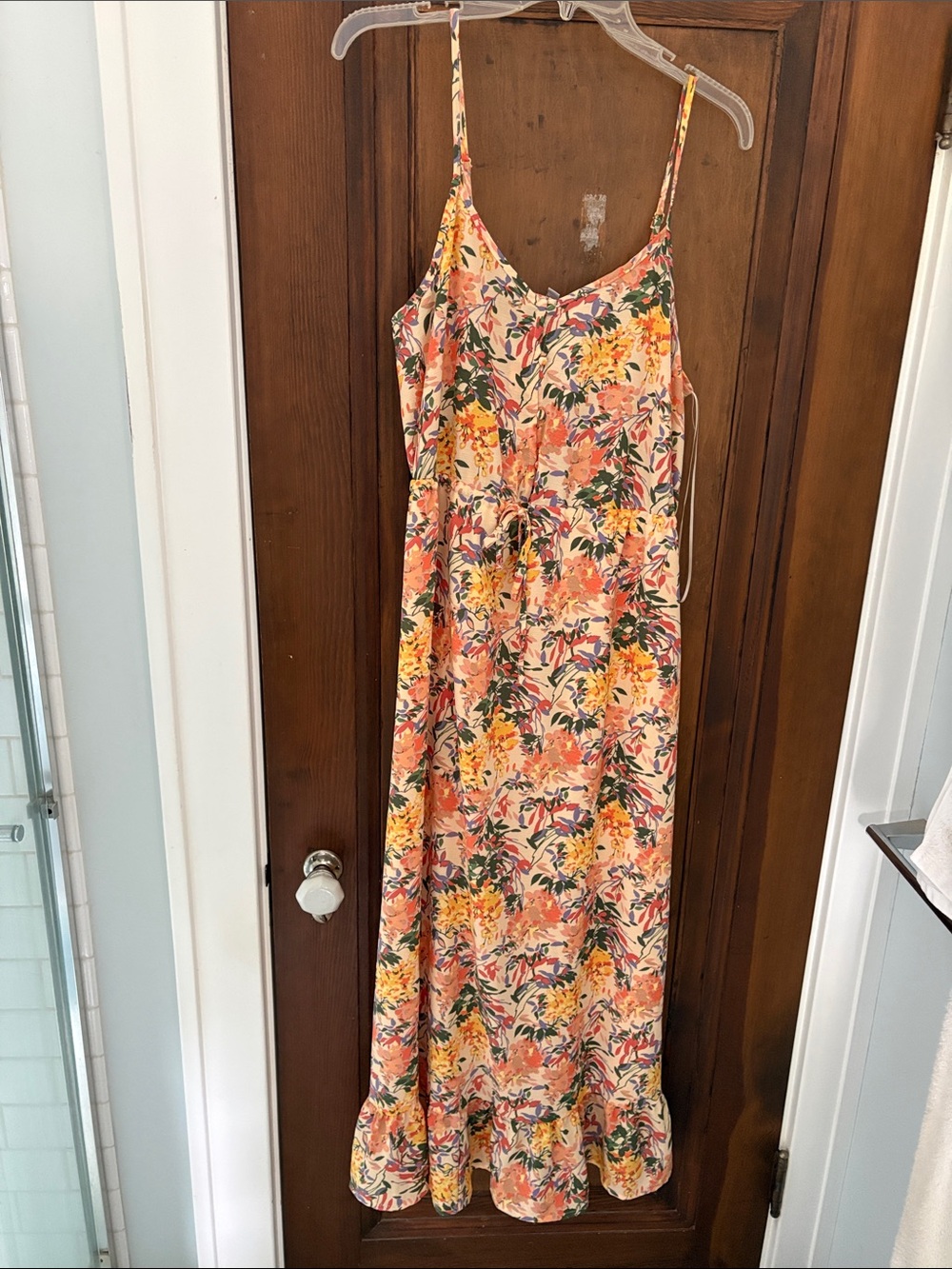 Floral Sleeveless Maxi Dress - Peach Floral